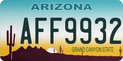 AZ license plate AFF9932