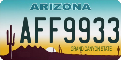 AZ license plate AFF9933