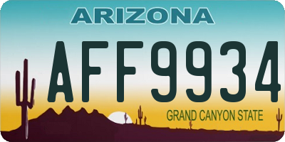 AZ license plate AFF9934