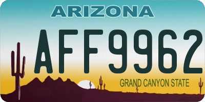 AZ license plate AFF9962