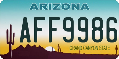 AZ license plate AFF9986