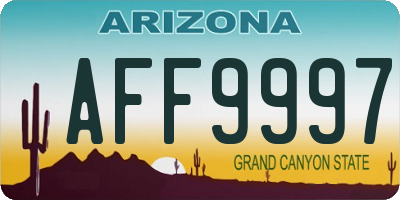 AZ license plate AFF9997