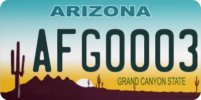 AZ license plate AFG0003