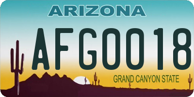 AZ license plate AFG0018