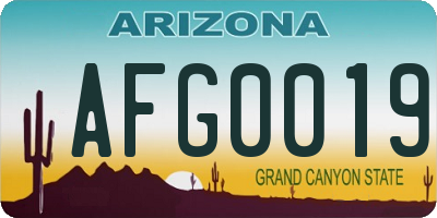 AZ license plate AFG0019