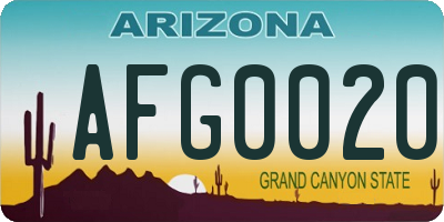 AZ license plate AFG0020