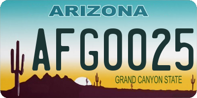 AZ license plate AFG0025