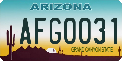AZ license plate AFG0031