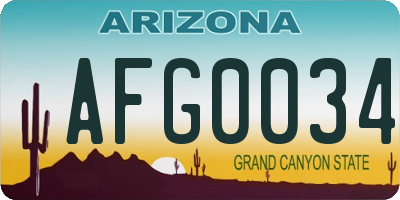 AZ license plate AFG0034