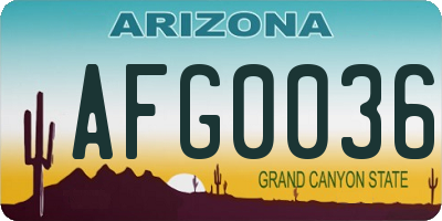AZ license plate AFG0036
