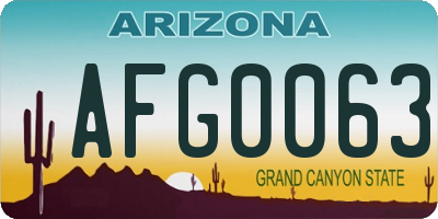 AZ license plate AFG0063