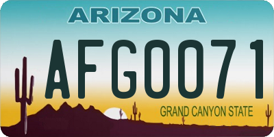 AZ license plate AFG0071