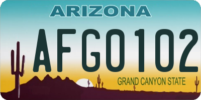 AZ license plate AFG0102