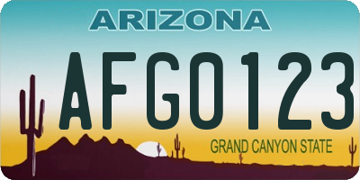 AZ license plate AFG0123