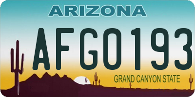 AZ license plate AFG0193