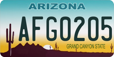 AZ license plate AFG0205
