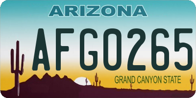 AZ license plate AFG0265