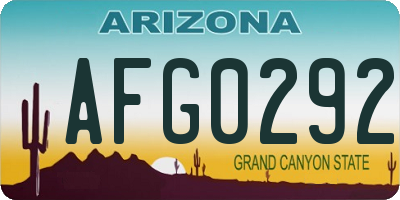 AZ license plate AFG0292