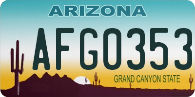 AZ license plate AFG0353