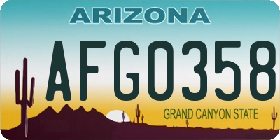 AZ license plate AFG0358
