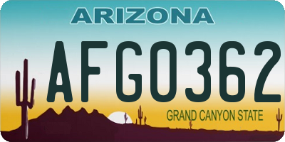 AZ license plate AFG0362