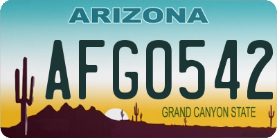 AZ license plate AFG0542