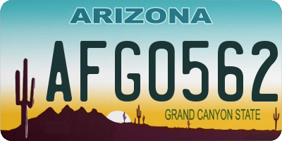 AZ license plate AFG0562