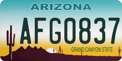 AZ license plate AFG0837