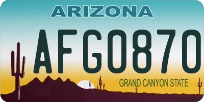 AZ license plate AFG0870