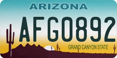 AZ license plate AFG0892