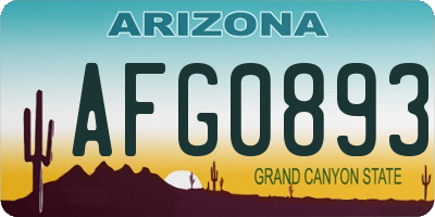 AZ license plate AFG0893