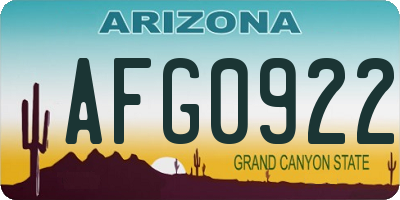 AZ license plate AFG0922