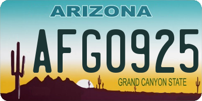 AZ license plate AFG0925