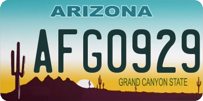 AZ license plate AFG0929