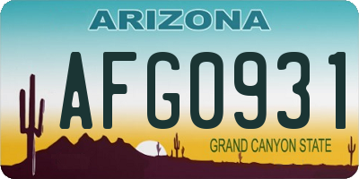 AZ license plate AFG0931