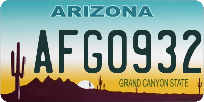 AZ license plate AFG0932