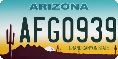 AZ license plate AFG0939