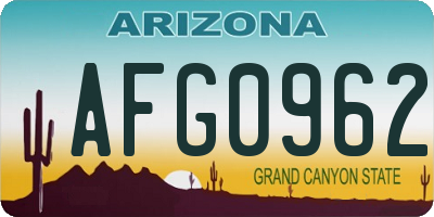 AZ license plate AFG0962