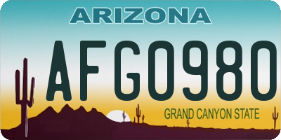 AZ license plate AFG0980