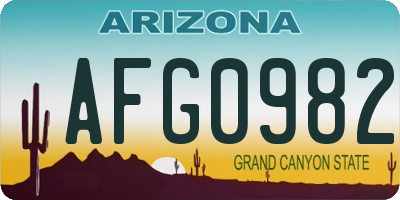AZ license plate AFG0982