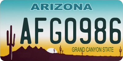 AZ license plate AFG0986