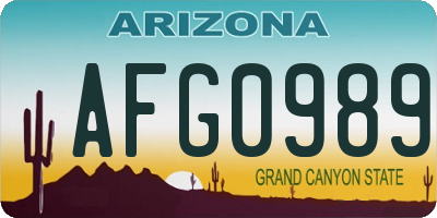 AZ license plate AFG0989