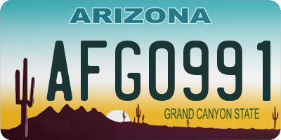 AZ license plate AFG0991