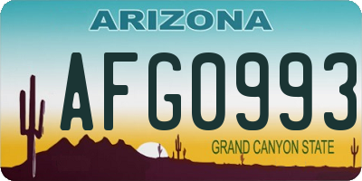 AZ license plate AFG0993