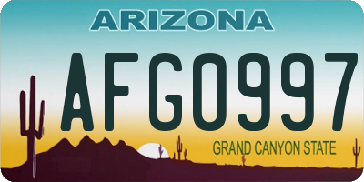 AZ license plate AFG0997