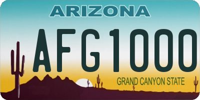 AZ license plate AFG1000