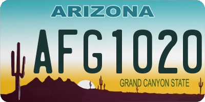 AZ license plate AFG1020
