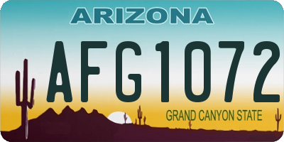 AZ license plate AFG1072