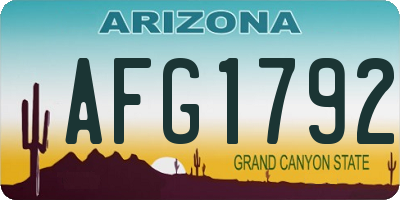 AZ license plate AFG1792
