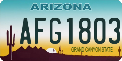 AZ license plate AFG1803